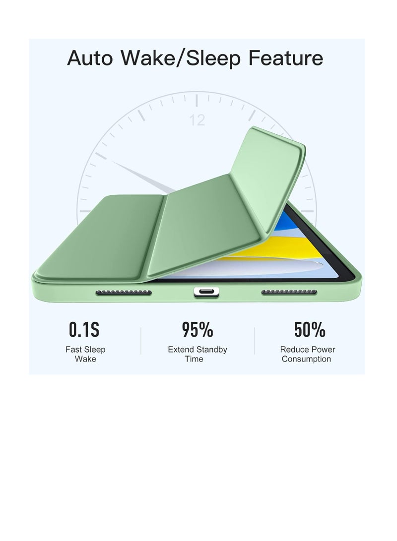 Compatible with iPad 10th Generation Case 10.9 Inch 2022 with Pencil Holder, Slim Trifold Stand Protective Cover with Soft TPU Back for iPad Case 10th Generation,Auto Sleep/Wake, Matcha Green - Image 3