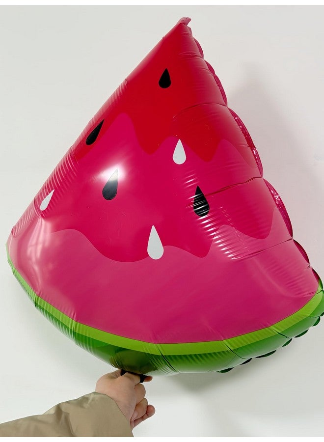 CYMYLAR 10Pcs Watermelon Foil Balloons/Watermelon Latex Balloons Green Red/Red Green Watermelon Seed Balloon/Watermelon Theme Birthday Party/Cartoon Fruit Foil Balloons for Summer Party/Baby Shower  - Image 4