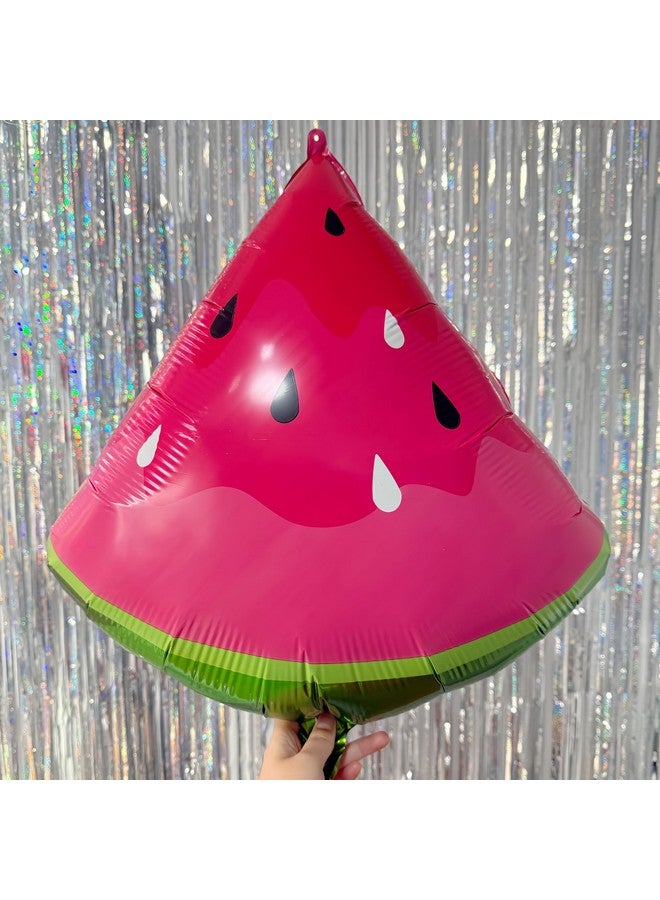CYMYLAR 10Pcs Watermelon Foil Balloons/Watermelon Latex Balloons Green Red/Red Green Watermelon Seed Balloon/Watermelon Theme Birthday Party/Cartoon Fruit Foil Balloons for Summer Party/Baby Shower  - Image 5