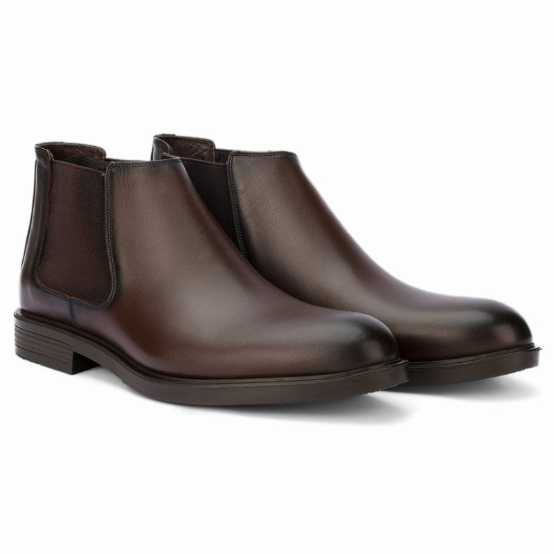 Brio Sleek Leather Chelsea Boots - Brown