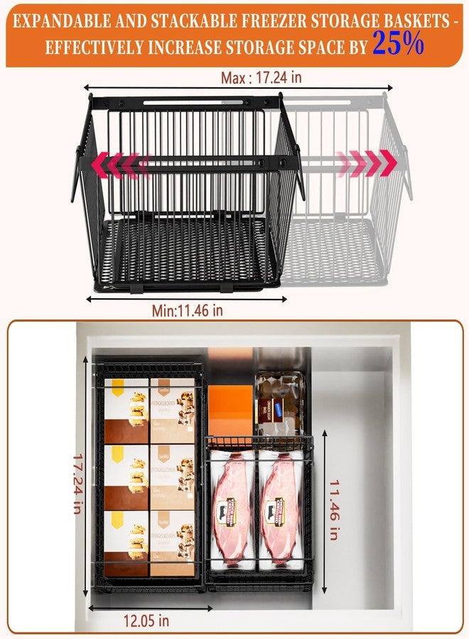 ANJUBAN Large Freezer Organizer Bins，Upgraded Bottom Leak-Proof net，Fit 10 to 20 Cu.Ft Deep Freezer，2 Pack， Expandable Stackable Chest Freezer Organizer Bins , for Fridge, Deep Freezer, Cabinet - Image 5
