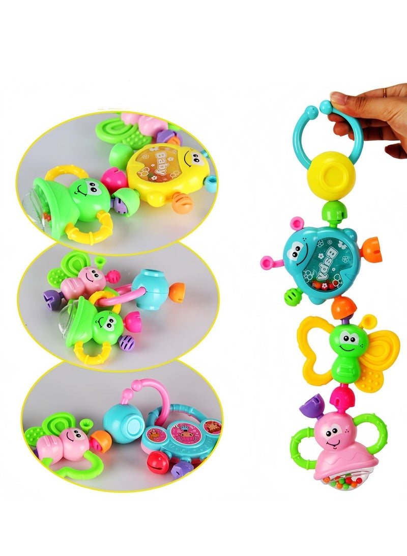 7pcs Baby Rattle Toy, Infant Teething Toys, Grab and Spin Rattles Sensory Toy Set, Food Grade Silicone + High Quality ABS Material, Bright Color, Baby Toys Gift for Babies 0-2 year old Boys Girls, Early Educational Toy Set. - Image 3