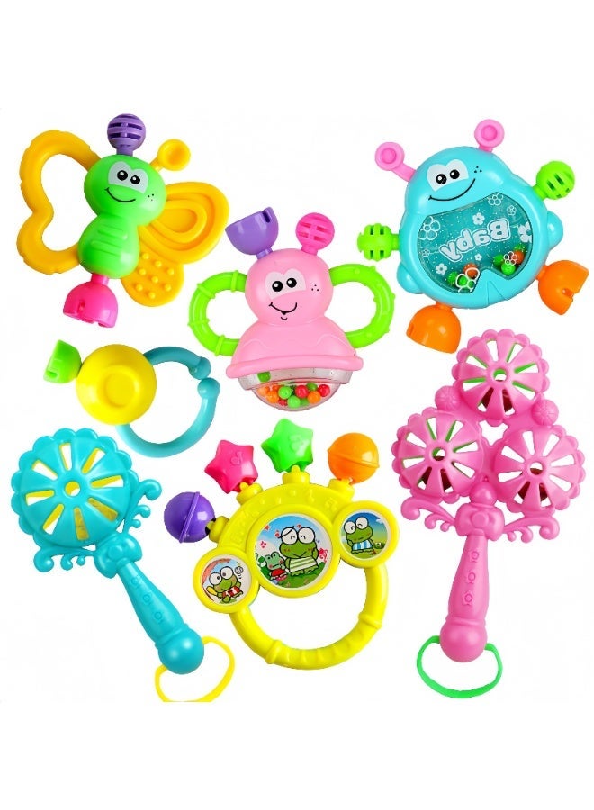 7-Piece  Baby Rattle Toy, Infant Teething Toys, Grab and Spin Rattles Sensory Toy Set, Baby Toys Gift for Babies 0-2 year old Boys Girls, Early Educational Toy Set - Image 1