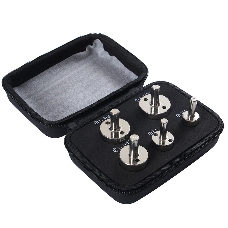 Drilax 5-Pc Diamond Hole Saw Set | 3/4" to 1-1/2" Sizes | Includes Case & Drill Guide | for Ceramic, Porcelain, Glass, Granite & Stone - Image 1