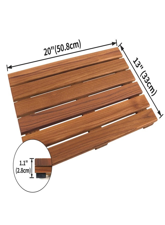 VaeFae Teak Shower Mat, Non-Slip Bath Mat, Luxury Spa Mat, Wooden Mat for Bathtub, 20 x 13 in - Image 3