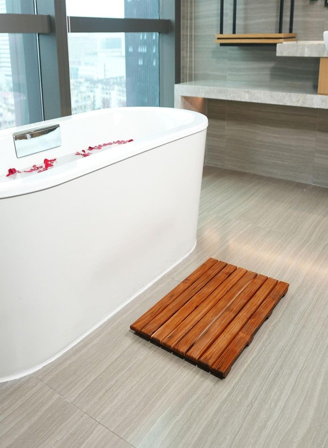 VaeFae Teak Shower Mat, Non-Slip Bath Mat, Luxury Spa Mat, Wooden Mat for Bathtub, 20 x 13 in - Image 5