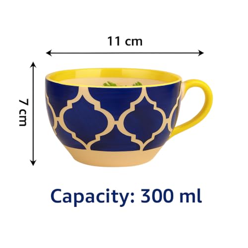 KITTENS Ceramic Soup Bowls with Spoons – Set of 2 (300 ml) – Blue Handcrafted Pattern – Microwave & Dishwasher Safe – Food Grade – Made in India – Christmas & New Year Gift - Image 4
