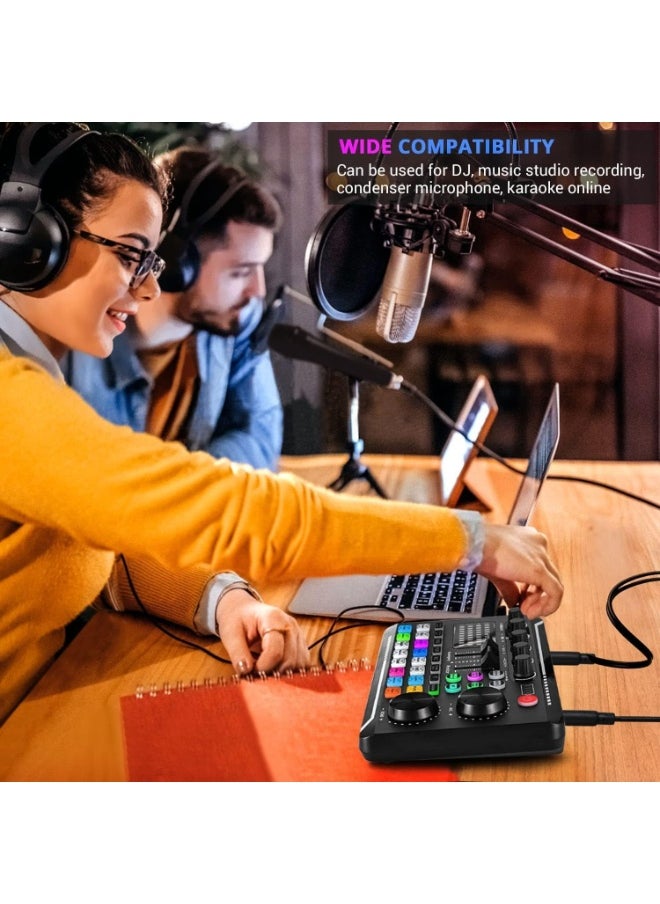 ACLIX - Sound Card F009, Live Sound Card Wireless Bluetooth Audio Mixer, Podcast DJ Device RGB Colorful Buttons, Live Streaming Sound Card for Youtube, Singing, PC Phone Karaoke Singing Gaming (F009) - Image 1