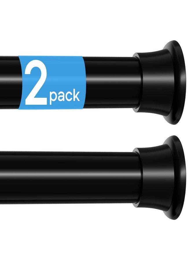 MEXAU 2 Pack Spring Tension Curtain Rods 31-76 Inch Black Shower Curtain Rod No Drilling Adjustable Spring Loaded Curtain Rods 7/8" Diameter Shower Rods for Window Bathroom Closet Doorway Door - Image 1