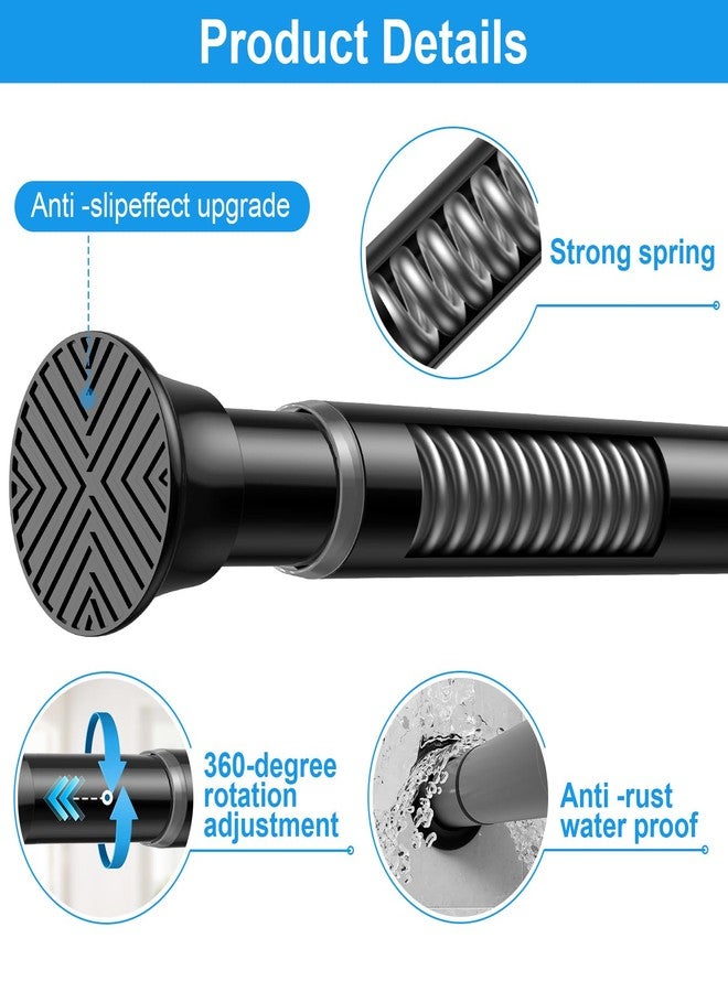 MEXAU 2 Pack Spring Tension Curtain Rods 31-76 Inch Black Shower Curtain Rod No Drilling Adjustable Spring Loaded Curtain Rods 7/8" Diameter Shower Rods for Window Bathroom Closet Doorway Door - Image 4