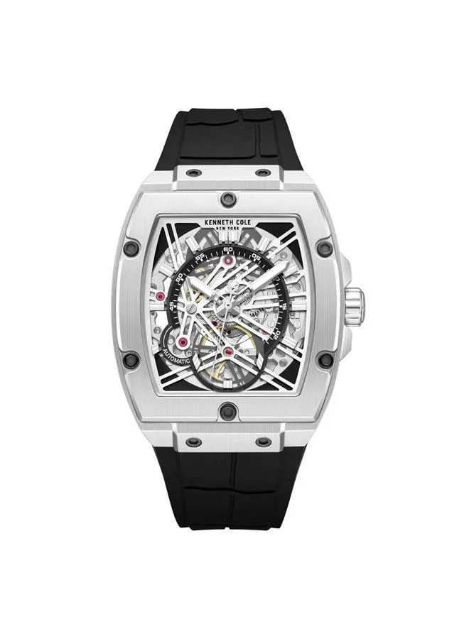 Kenneth Cole New York FiDi Men's 41.5mm Automatic Watch with Gunmetal Dial & Black Silicone Strap