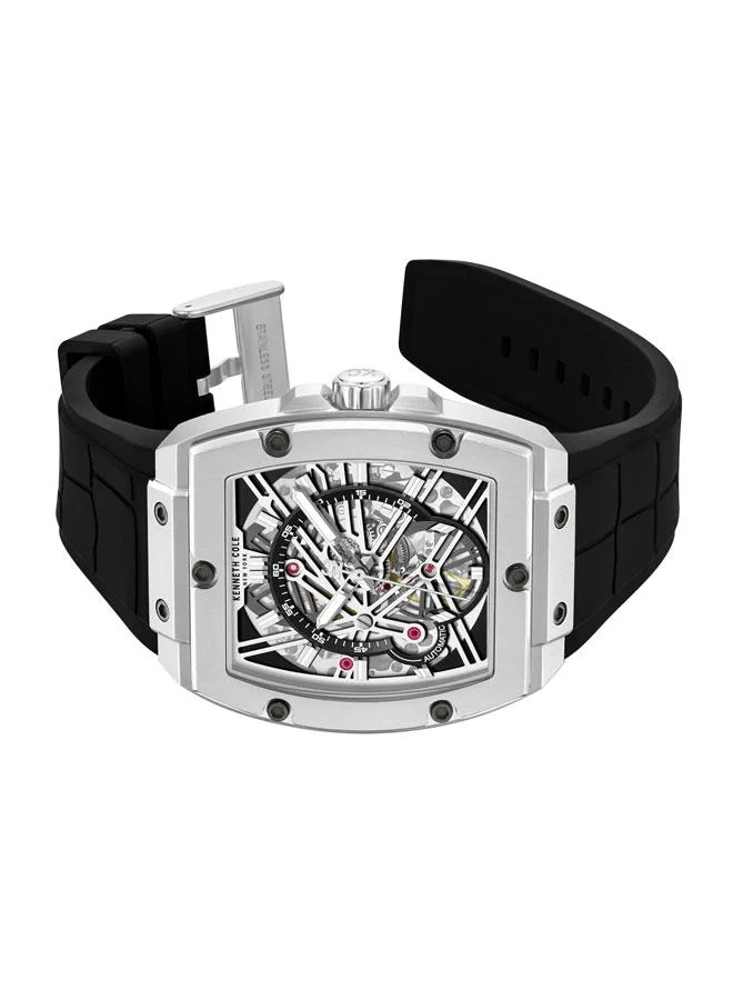 Kenneth Cole New York FiDi Men's 41.5mm Automatic Watch with Gunmetal Dial & Black Silicone Strap