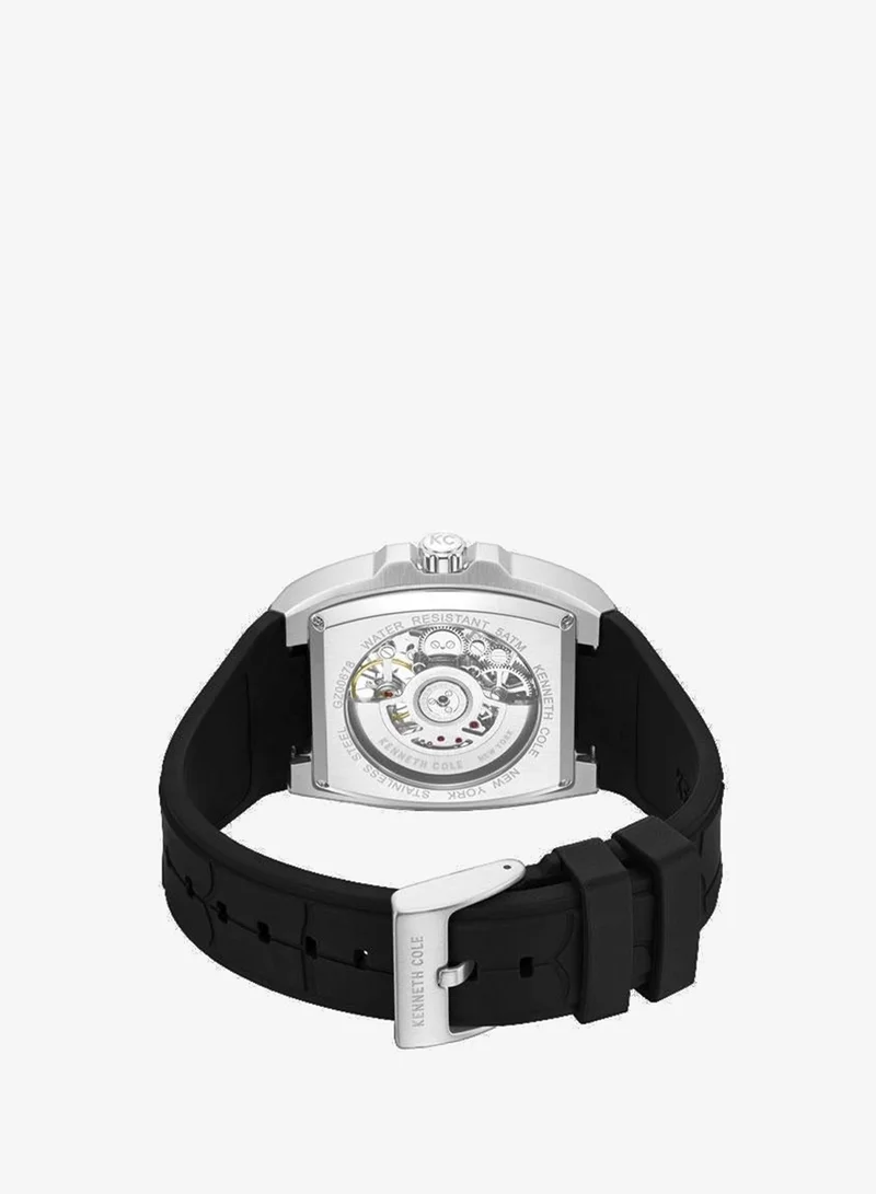 Kenneth Cole New York black FiDi Men's 41.5mm Automatic Watch with Gunmetal Dial & Black Silicone Strap for Men | Best Price UAE