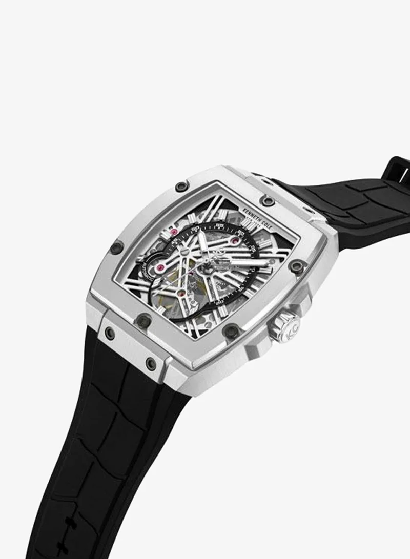 Kenneth Cole New York black FiDi Men's 41.5mm Automatic Watch with Gunmetal Dial & Black Silicone Strap for Men | Best Price UAE