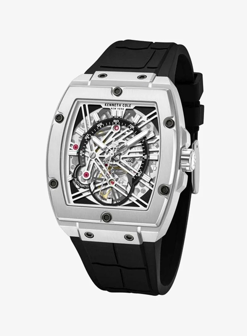Kenneth Cole New York black FiDi Men's 41.5mm Automatic Watch with Gunmetal Dial & Black Silicone Strap for Men | Best Price UAE