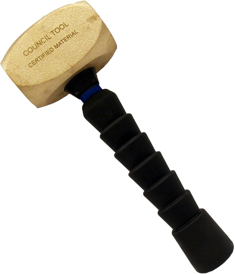 Council Tool Non-Sparking Hammer - 1.5 lb Non-Magnetic Hammer with Manganese-Bronze Alloy & 10" Fiberglass Handle - NSBRZDF15FG10 - Image 1