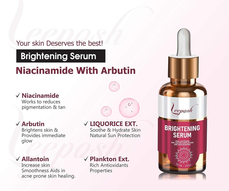 Leeposh Brightening Serum Lee posh 5 Alpha Arbutin Nicinamide 5 Licorice extract for Pigmentation Blemishes Dark Spots Tan Removal with HA - Image 5