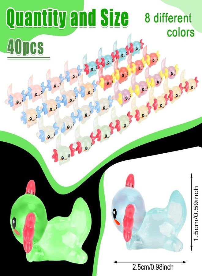 Fuyamp 40Pcs Luminous Mini Resin Axolotl, Tiny Axolotl Miniature Salamander Figures Glow in The Dark for Dollhouse Fairy Garden Landscape Aquarium Birthday Party Decor (8 Colors) - Image 2
