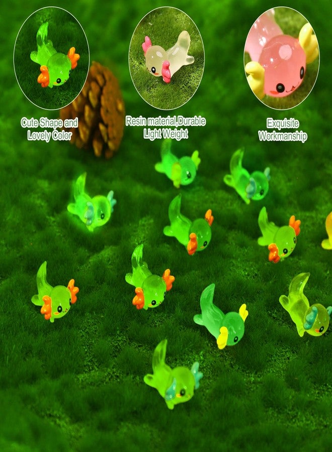 Fuyamp 40Pcs Luminous Mini Resin Axolotl, Tiny Axolotl Miniature Salamander Figures Glow in The Dark for Dollhouse Fairy Garden Landscape Aquarium Birthday Party Decor (8 Colors) - Image 3