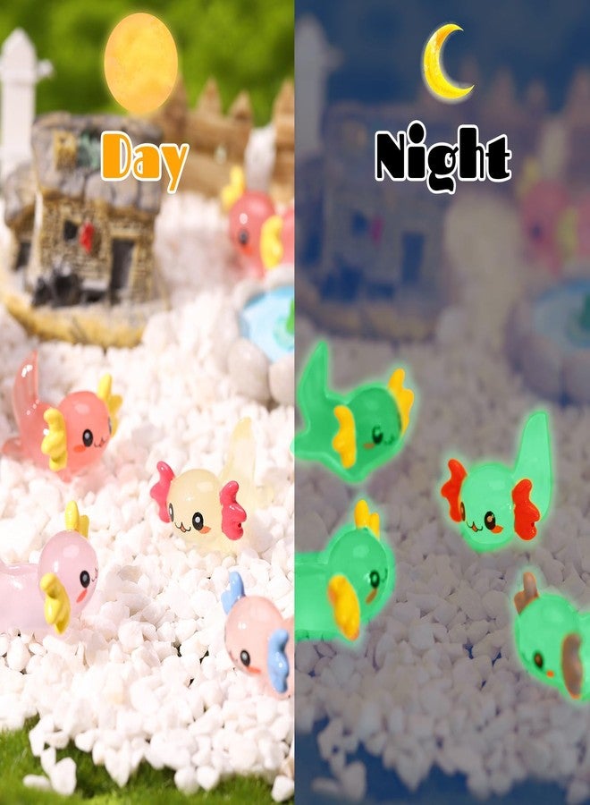 Fuyamp 40Pcs Luminous Mini Resin Axolotl, Tiny Axolotl Miniature Salamander Figures Glow in The Dark for Dollhouse Fairy Garden Landscape Aquarium Birthday Party Decor (8 Colors) - Image 4
