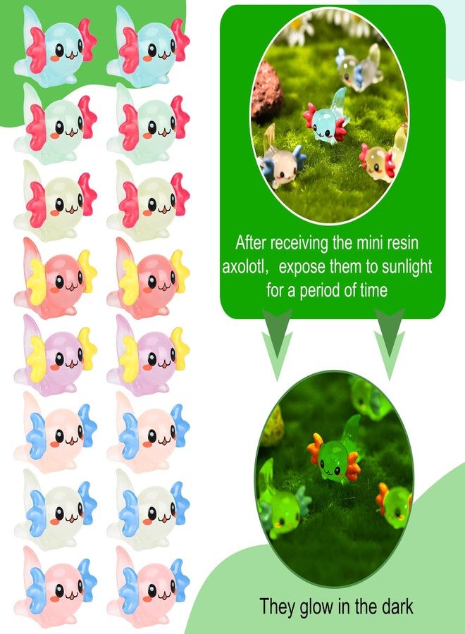 Fuyamp 40Pcs Luminous Mini Resin Axolotl, Tiny Axolotl Miniature Salamander Figures Glow in The Dark for Dollhouse Fairy Garden Landscape Aquarium Birthday Party Decor (8 Colors) - Image 5