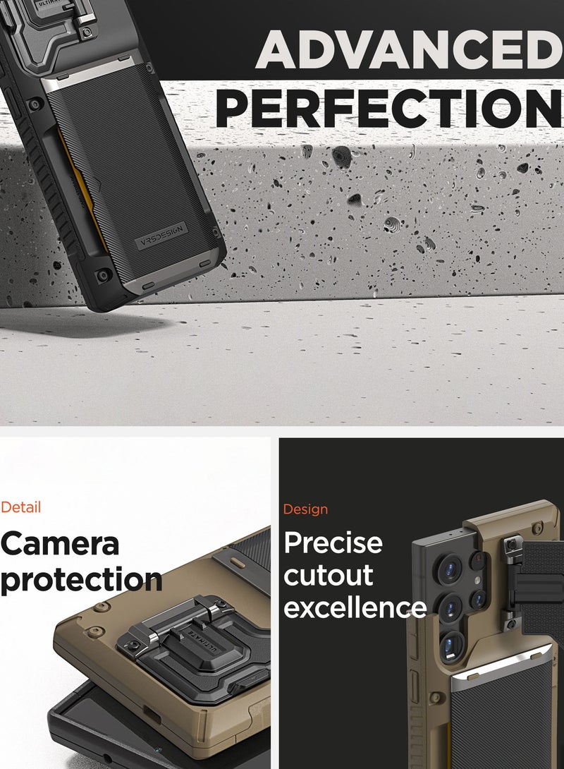 VRS Design غطاء محفظة Damda Glide Duo Guard لهاتف Samsung Galaxy S25 ULTRA مع فتحة حامل بطاقة ائتمان شبه تلقائية [4 بطاقات] وحامي عدسة الكاميرا - أسود Groove - Image 5