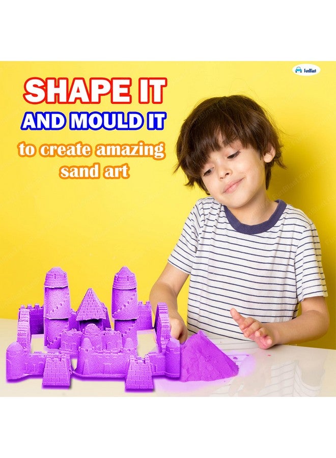فنبلاست رمل فن بلاست الإبداعي للأطفال - رمل حركي طبيعي، رمل ناعم وغير لاصق للأطفال، ألعاب طين رملية ناعمة للأطفال، أولاد وبنات، بدون قالب وصينية، وزن حوالي 500 غرام (أرجواني) - Image 2