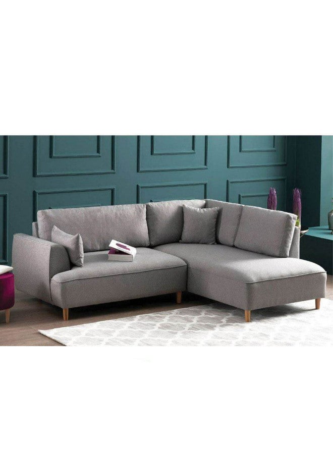 الهوم كنبة زاوية 4 مقاعد شكل حرفL   بمقاس 190x98x170x90 سم - رمادي - Image 1