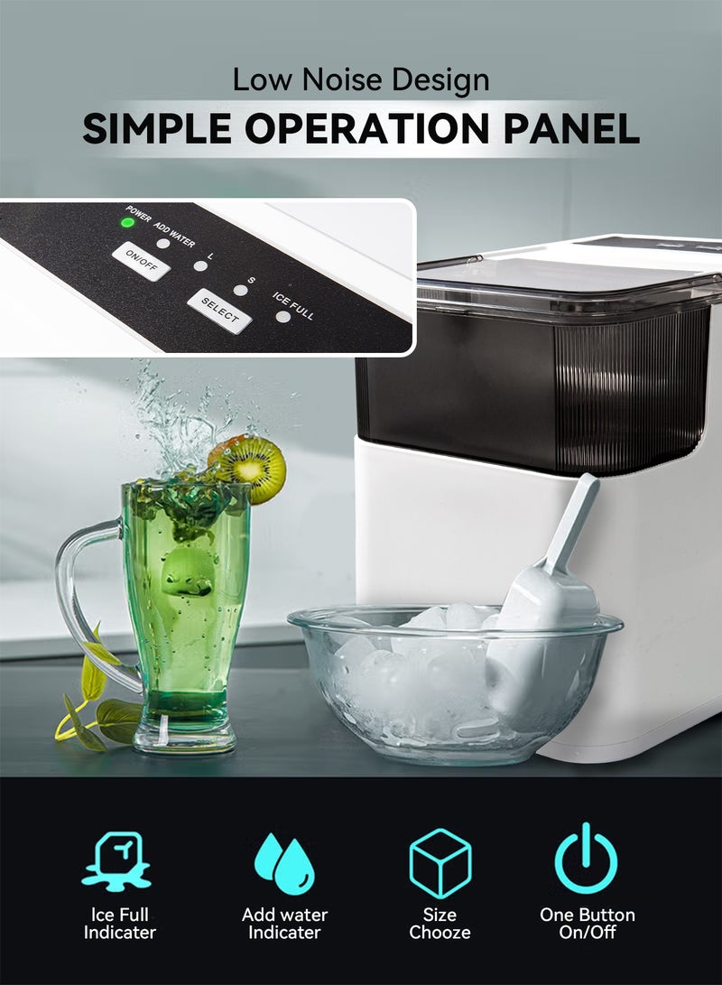 INFOSUN Ice Maker Machine Countertop with Handle, Self-Cleaning Ice Maker with Scoop and Basket, 9 Cubes in 8 Mins, 12KG/24H, 1.4L Water Tank, Ice Basket Holds 500G cubes, 165W, Portable Small Ice Machine for Home kitchen Office Party - Image 3