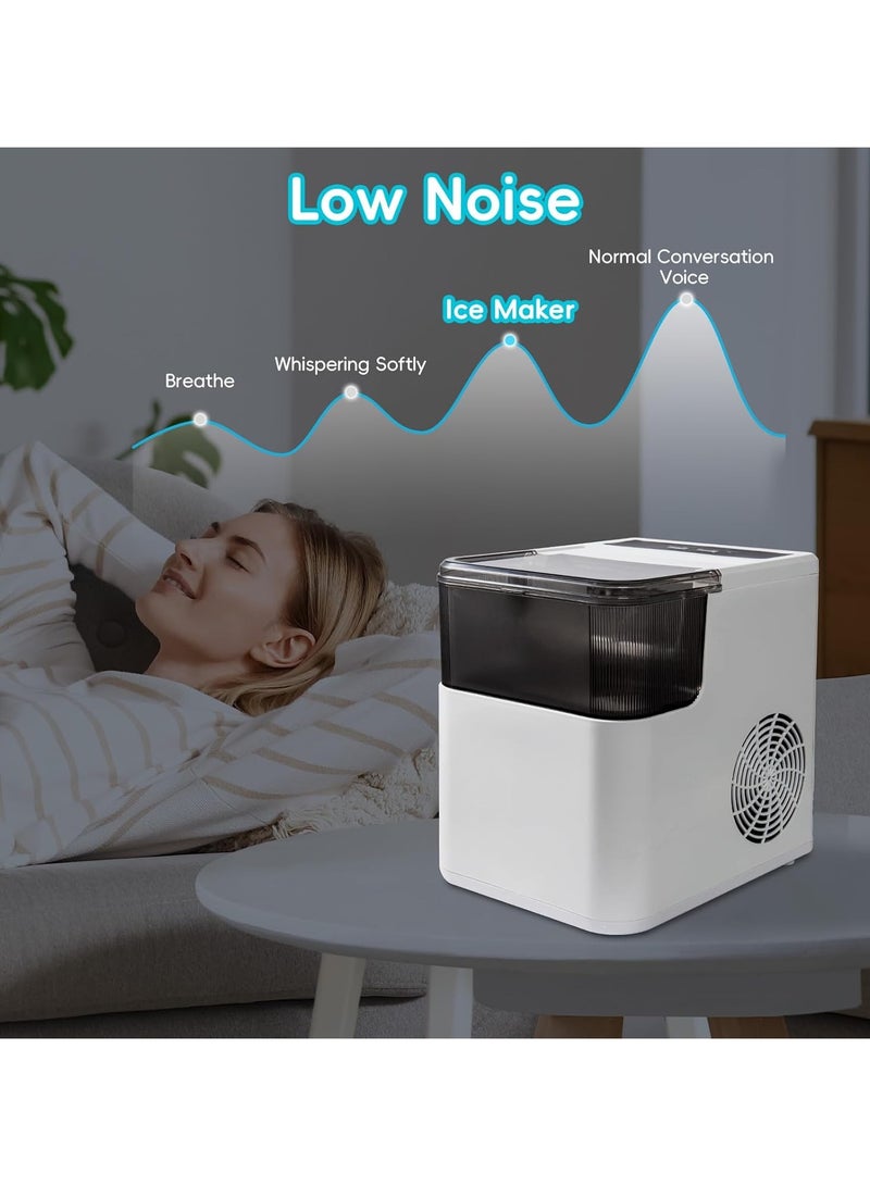 INFOSUN Ice Maker Machine Countertop with Handle, Self-Cleaning Ice Maker with Scoop and Basket, 9 Cubes in 8 Mins, 12KG/24H, 1.4L Water Tank, Ice Basket Holds 500G cubes, 165W, Portable Small Ice Machine for Home kitchen Office Party - Image 5