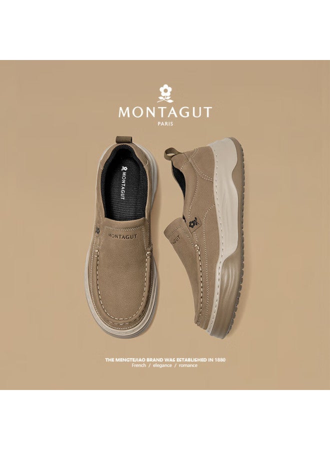 Montagut Men's Spring New Casual Luxury Leather Shoes Soft Sole Comfortable Slip-on Breathable Loafers Middle-aged Shoes - Image 4