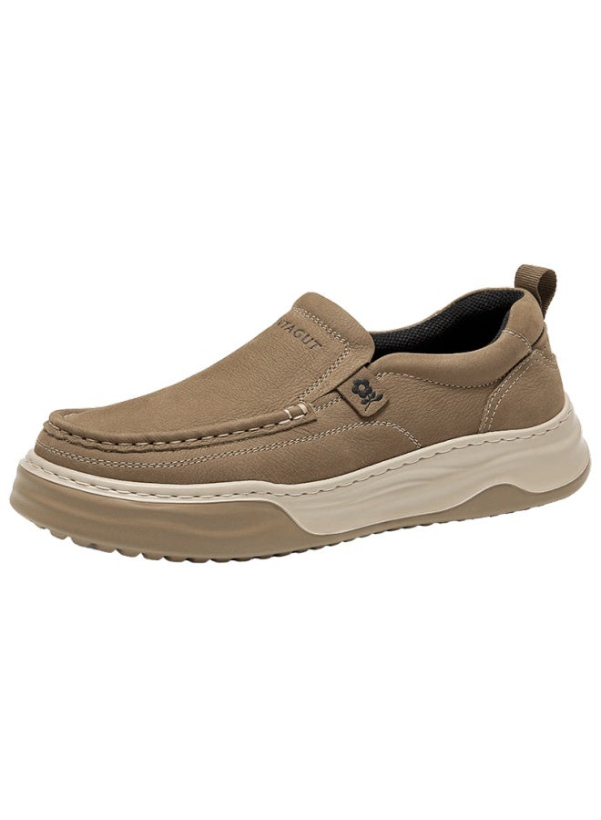 Montagut Men's Spring New Casual Luxury Leather Shoes Soft Sole Comfortable Slip-on Breathable Loafers Middle-aged Shoes - Image 5