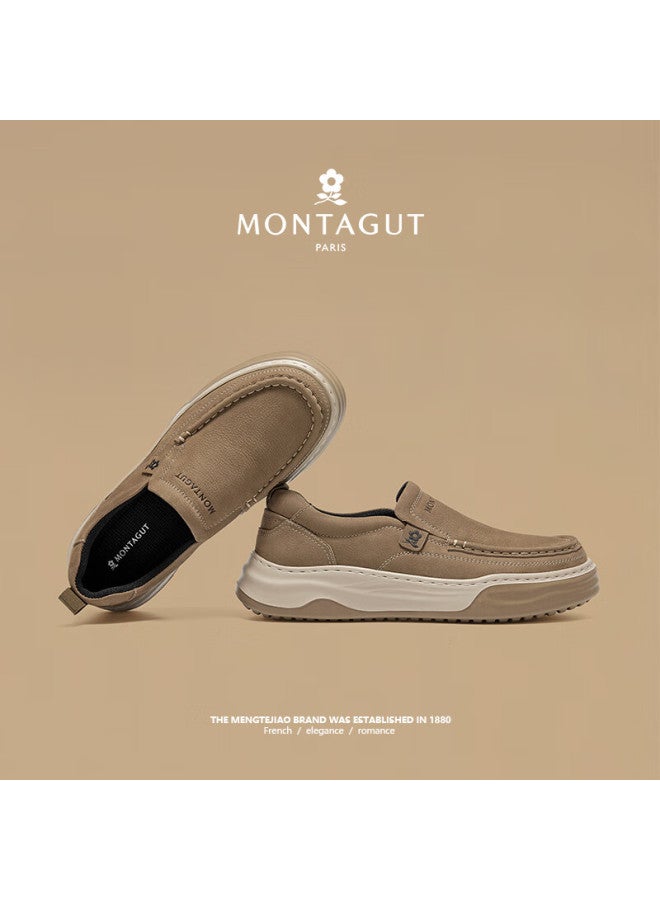 Montagut Men's Spring New Casual Luxury Leather Shoes Soft Sole Comfortable Slip-on Breathable Loafers Middle-aged Shoes - Image 2