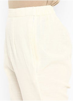 Abhishti Cream Straight Pants With Pockets  - Image 2