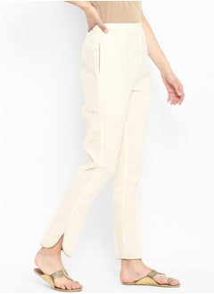 Abhishti Cream Straight Pants With Pockets  - Image 3