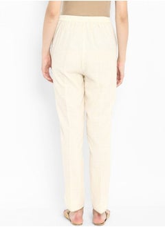 Abhishti Cream Straight Pants With Pockets  - Image 5