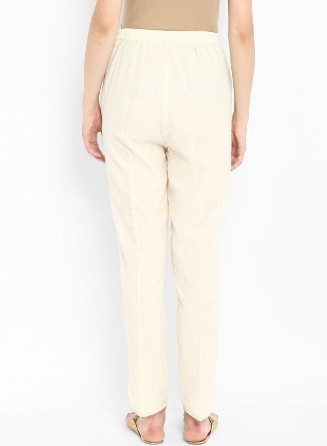 Abhishti Cream Straight Pants With Pockets  - Image 5