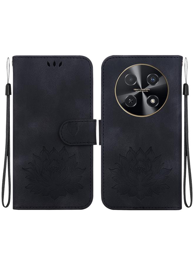 erorex For Huawei nova 12i Lotus Embossed Leather Phone Case(Black)