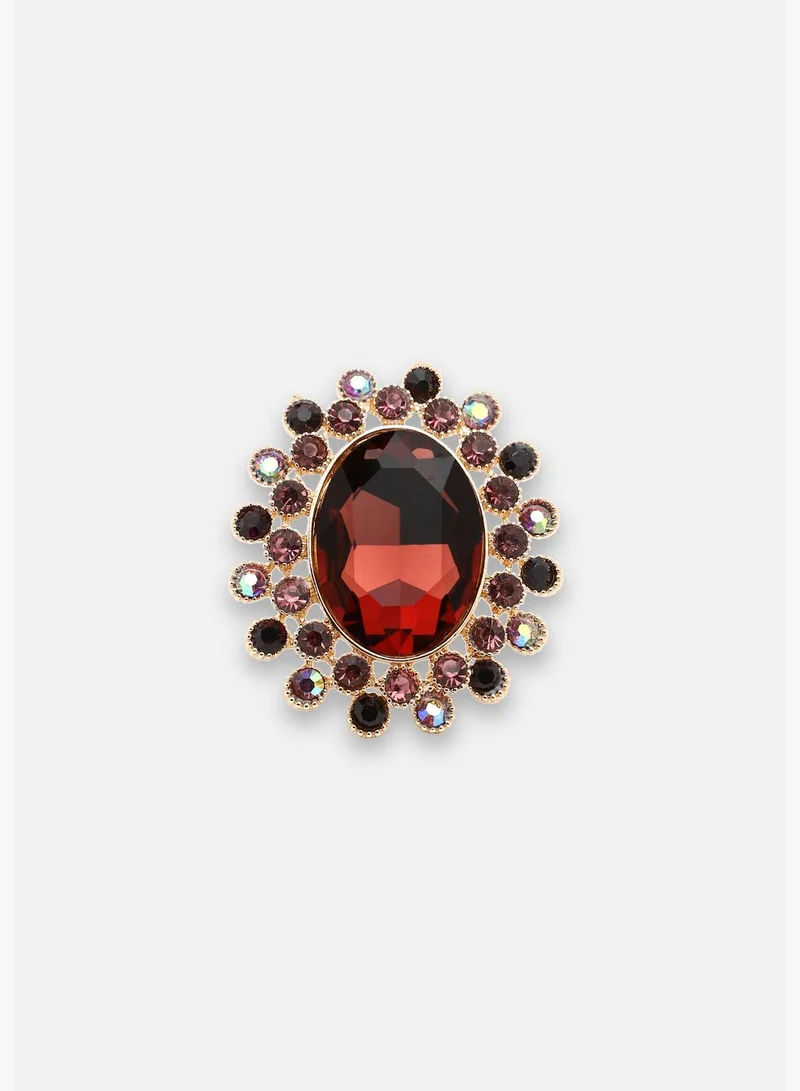 SOHI Gold Plated Party Designer Stone Ring For Women