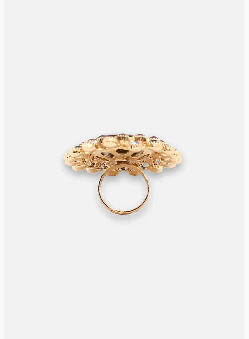 SOHI Gold Plated Party Designer Stone Ring For Women