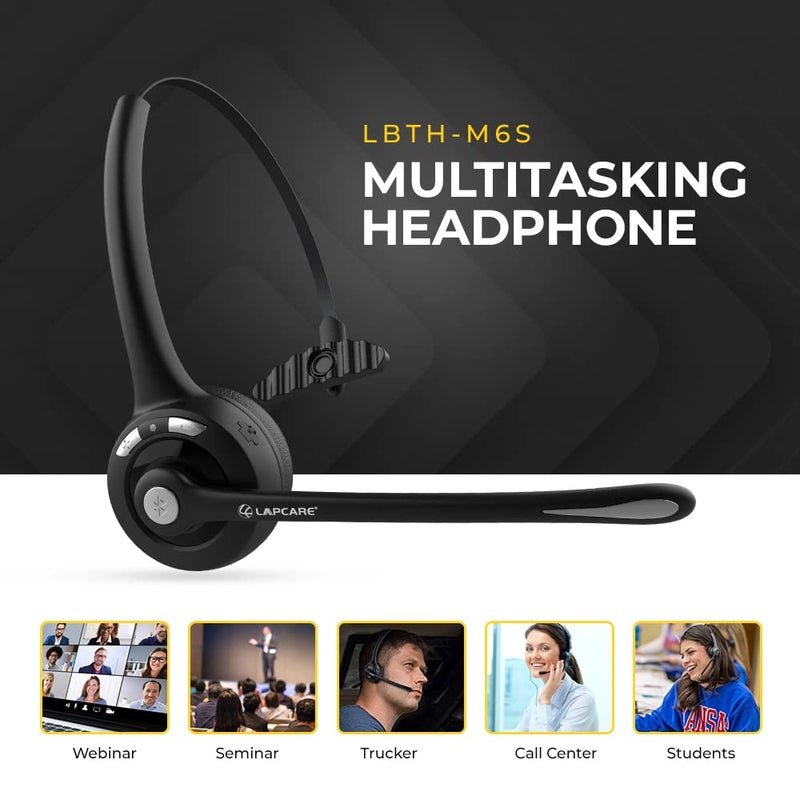 Lapcare LBTH-M6S On Ear CVC 6.0 Superior Noise Cancelling BT Wireless Headset with Upto 16 Hrs Music/10Hrs Voice Call time, 200 Hours Standby time Fully Charged in just 2 Hours,Dual Point Pairing - Image 5