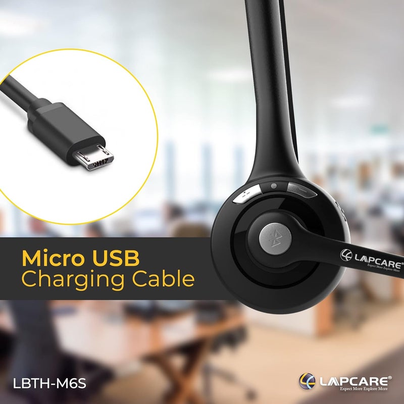Lapcare LBTH-M6S On Ear CVC 6.0 Superior Noise Cancelling BT Wireless Headset with Upto 16 Hrs Music/10Hrs Voice Call time, 200 Hours Standby time Fully Charged in just 2 Hours,Dual Point Pairing - Image 2
