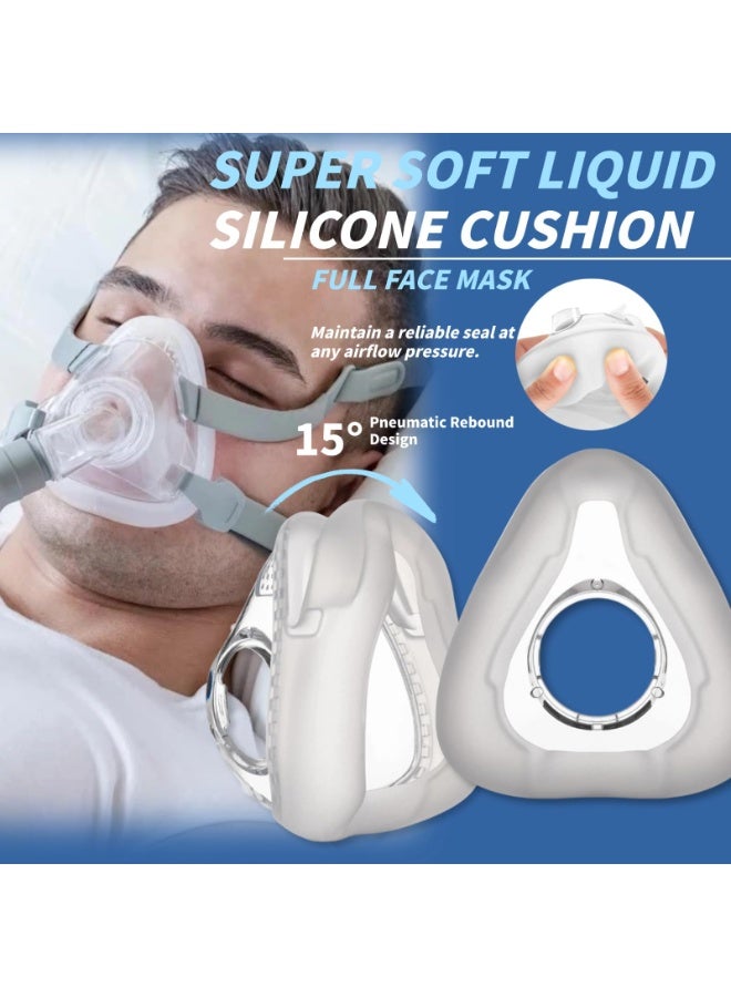 والالا طقم استبدال قناع CPAP كامل الوجه مع حزام رأس ووسادة سيليكون ناعمة وإطار ووصلة كوع دوارة، يغطي الأنف والفم، تصميم برؤية مفتوحة، ملاءمة مريحة وثابتة، مقاس M - Image 4