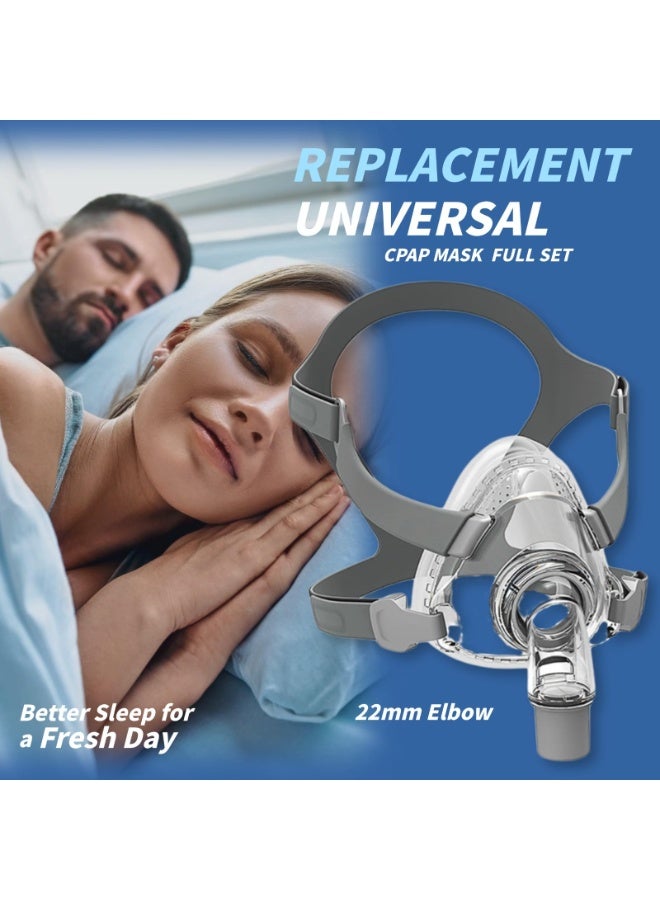 والالا طقم استبدال قناع CPAP كامل الوجه مع حزام رأس ووسادة سيليكون ناعمة وإطار ووصلة كوع دوارة، يغطي الأنف والفم، تصميم برؤية مفتوحة، ملاءمة مريحة وثابتة، مقاس M - Image 2