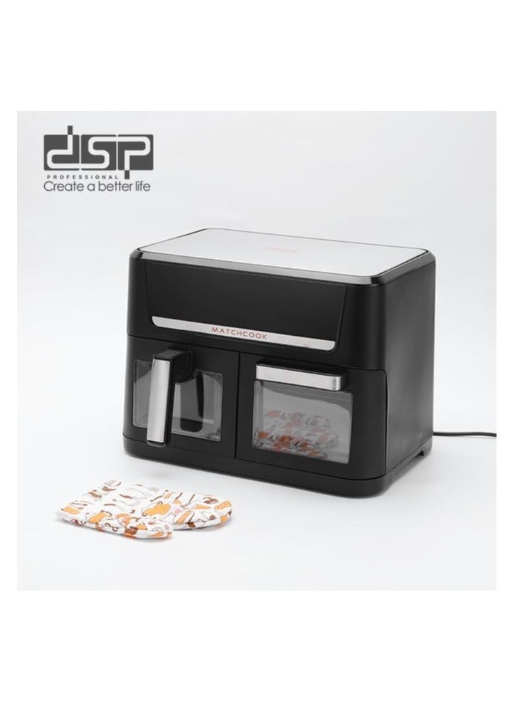 DSP KB2188 Dual Zone 14L Air Fryer Oven – SYNC/MATCHCOOK, LED Touch, Visual Window, 1700W Power - Image 2