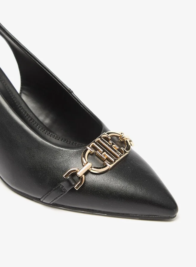 ELLE Women's Logo Accent Slip-On Slingback Shoes with Block Heels