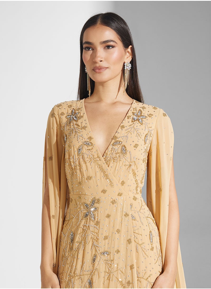 Frock and Frill - Drape Sleeve Sequin Maxi Dress - Image 1