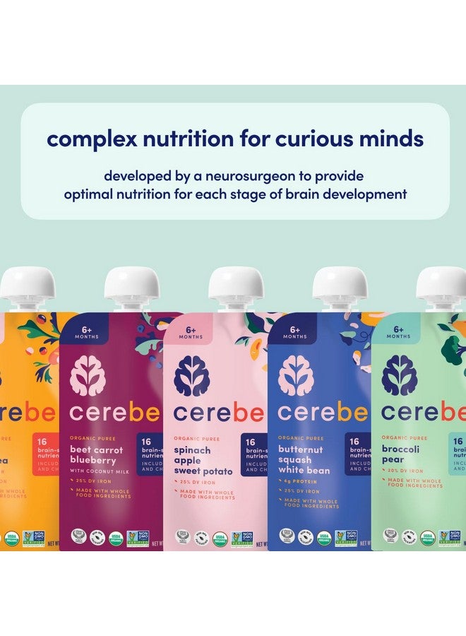 Cerebelly Organic Baby Food Pouches - Organic Veggie Purees for Toddlers | No Added Sugar, Fiber, Non-GMO | Blended Toddler Food | 4oz BPA-Free Baby Food | Sweet Potato Mango | 6 Count - Image 3