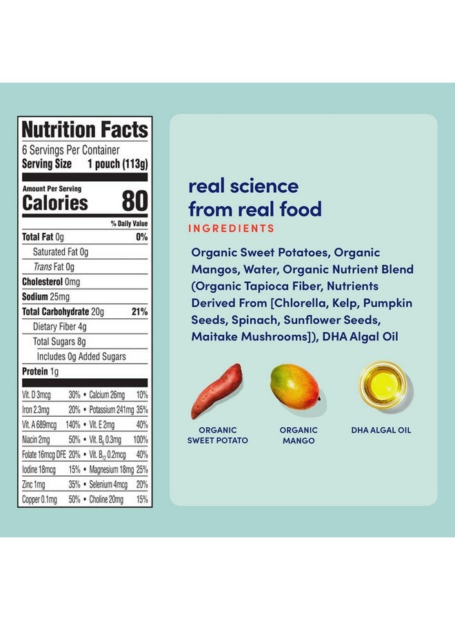 Cerebelly Organic Baby Food Pouches - Organic Veggie Purees for Toddlers | No Added Sugar, Fiber, Non-GMO | Blended Toddler Food | 4oz BPA-Free Baby Food | Sweet Potato Mango | 6 Count - Image 2