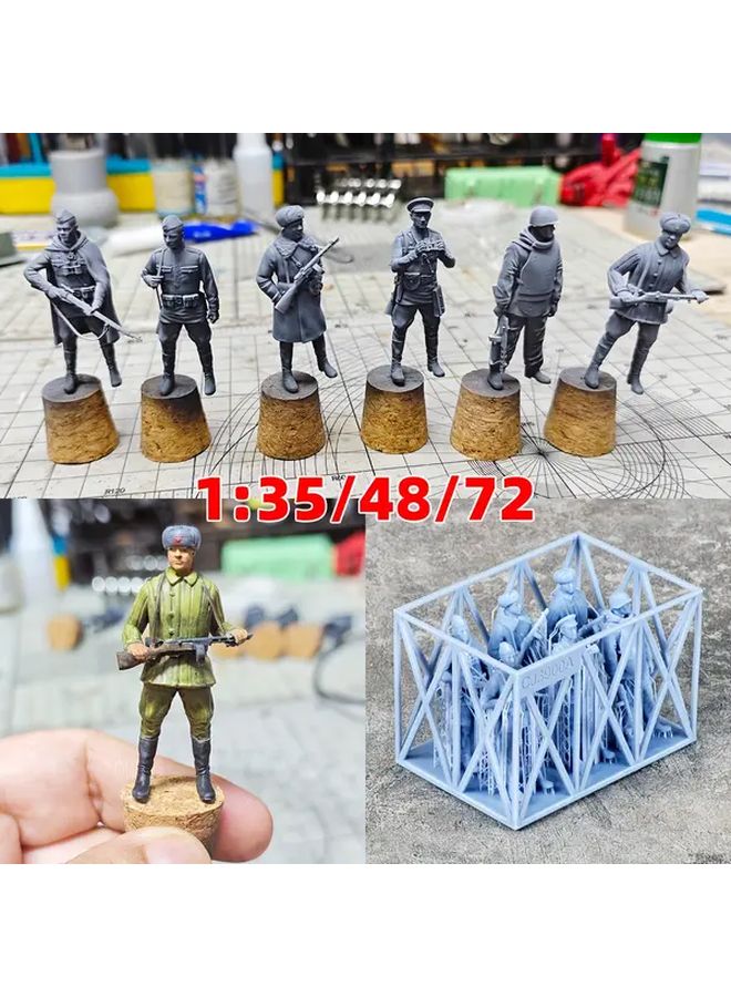 1 72 Scale Military Army Soldier Set Static Plastic Model Kit 6pcs Type B - Image 1